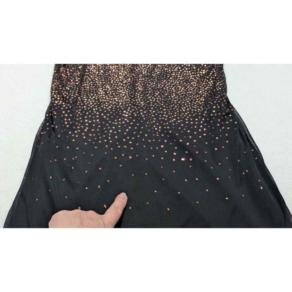 vtg Wet Seal slip dress sparkle black small  asymmetrical‎ hem midi spaghetti - Picture 8 of 13